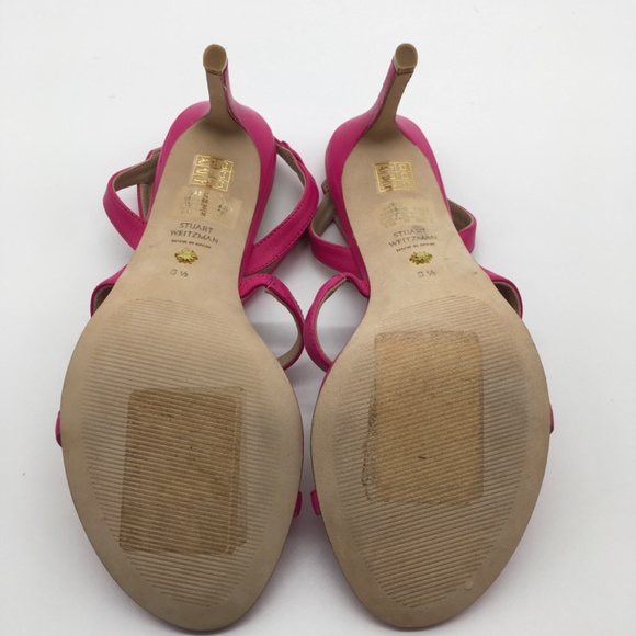Stuart Weiztman Soiree 100 Sandal  Magenta Smooth SIZE 8.5 - Picture 9 of 9